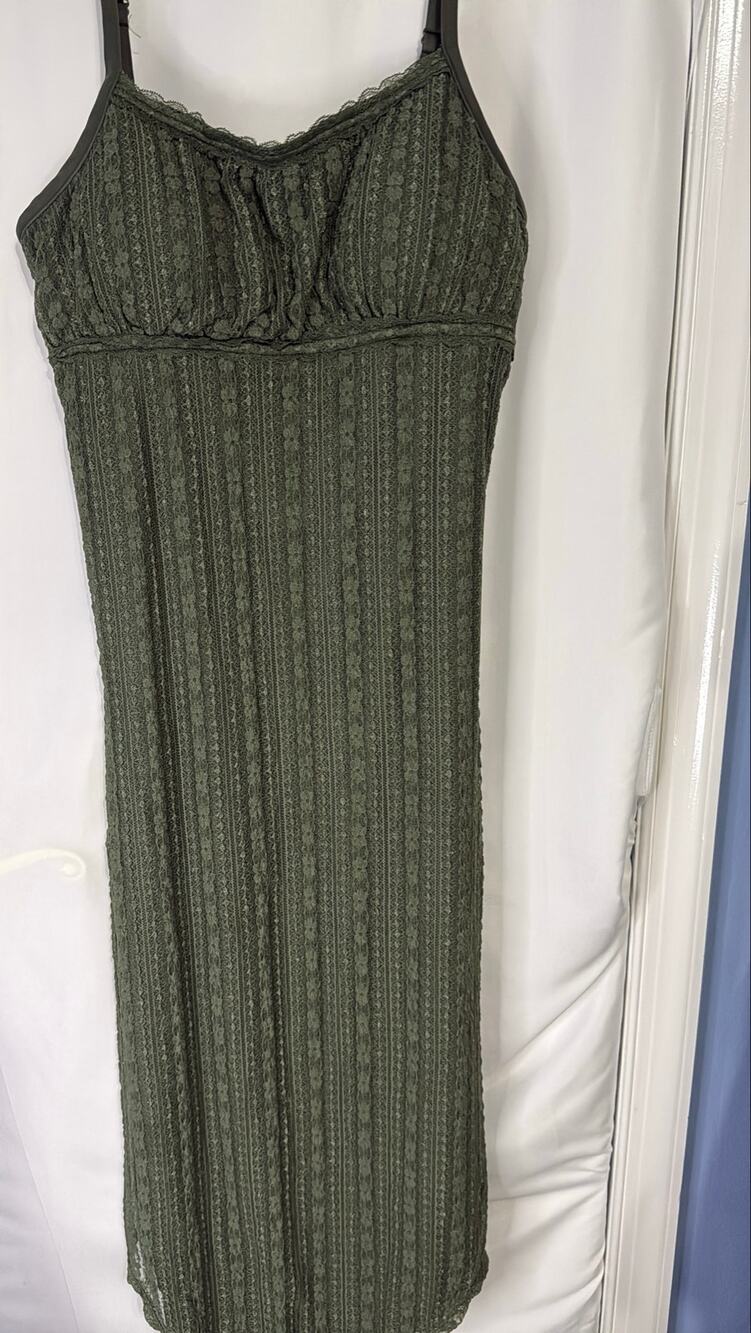 No Boundaries Olive Green Lace Cami Dress Women’s Large 12-14 Sleeveless